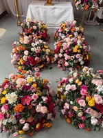 Boule florale artificielle rétro ML 70 cm, tons chauds mélangés, décoration de centre de table de mariage