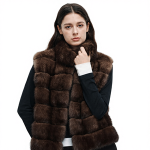 Gilet in Pelliccia di Zibellino Sintetica per Donna, Nuovo Design Invernale con Collo Alto, Spesso e Morbido - Product Image 3