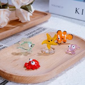 Handmade mini Glass Cá Hề Starfish <span class=keywords><strong>figurine</strong></span> lampworking kỹ thuật cho Halloween Giáng sinh năm mới trang trí nội thất - Product Image 5