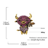 Broche en alliage en forme de branche mignonne, motif animal du zodiaque, haut de gamme, entièrement sertie de cristaux, accessoire de corsage, mascotte, cadeau unisexe