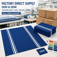 Servilleta de Bistro Azul Rey con Rayas Invertidas 18x22 240GSM, Teñida con Hilo, Poliéster Hilado, Hecha a Mano, Reutilizable, para Restaurantes, Hoteles y Uso Comercial
