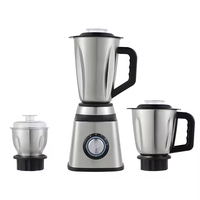 Mixeur Électrique Portable 3-en-1 à Batterie avec Boîtier en Acier Inoxydable, Hachoir à Viande, Broyeur d'Aliments Secs et Fonction Chauffante