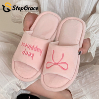 Groothandel Voorraad Vrouwen Slippers Hart Valentines Schoenen Indoor Bont Love Heart Pluche Antislip Slip Voor Thuis
