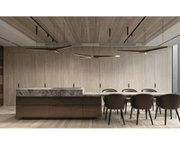 Armoire de cuisine murale contemporaine multifonctionnelle de luxe sur mesure avec porte en verre