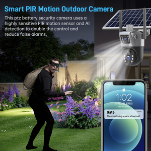 Caméra PTZ solaire 4G 4K à double objectif et double écran, sans fil, extérieure, avec suivi automatique, vision nocturne couleur, détection de mouvement CMOS - Product Image 3