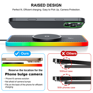Base de Carga Inalámbrica para Auto con Logotipo Personalizado, RGB, 15 <span class=keywords><strong>W</strong></span>, para <span class=keywords><strong>Cargador</strong></span> Magnético Inalámbrico para iPhone 17, 16, 15, 14 Pro Max, Producto Popular - Product Image 4