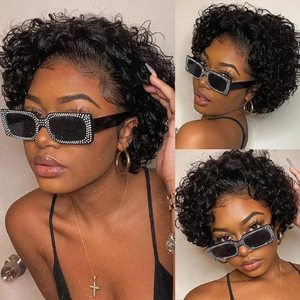 Perruques Lace Front courtes bouclées Perruques <span class=keywords><strong>cheveux</strong></span> humains 13X1 <span class=keywords><strong>coupe</strong></span> Pixie perruques <span class=keywords><strong>cheveux</strong></span> humains courts <span class=keywords><strong>bouclés</strong></span> perruques courtes pour les femmes <span class=keywords><strong>cheveux</strong></span> humains couleur naturelle - Product Image 5