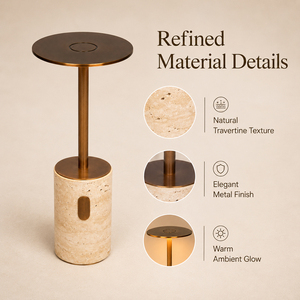Rechargeable Cordless Natural Stone Table Lamp Modern Touch Control Travertine <b>Night</b> <b>Light</b> for Restaurant & Bar Marble Lamp - Product Image 3