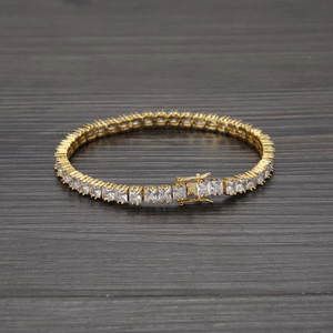 4Mm * 4mm 4-claw Square Zirconium Tennis <b>Bracelet</b>, <b>Copper</b> Micro-inlaid Zircon Single-row Chain Tanjing Fashion Lijing Necklace - Product Image 2