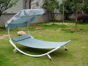 Muebles de exterior, hamaca para jardín, patio, impermeable, acero, tumbona junto a la piscina con toldo parasol con ruedas - Product Image 6