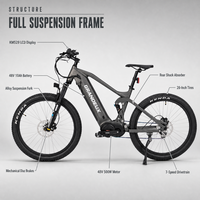 Vélo de montagne électrique à moteur central haute puissance 750W, cadre en aluminium de 27,5 pouces, frein à disque hydraulique, batterie intégrée 48V 20Ah