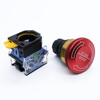 (Interrupteur d'urgence de 22mm) interrupteur à bouton poussoir d'arrêt d'urgence en métal en acier inoxydable avec prise de connexion 12-220V