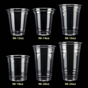 Gobelets en plastique PET jetables personnalisés avec logo, 98 mm, 12-24 oz, pour boissons froides, café, jus, transparents avec couvercles - Product Image 5