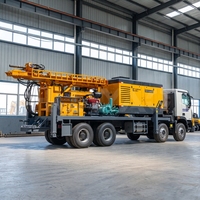 Foreuse rotative diesel de 300 m avec boîte de vitesses et moteur, double fonction eau et air comprimé, montée sur châssis de camion