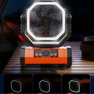 Ventilateur sur pied d'extérieur avec lampe LED rechargeable 20000 mAh, télécommande mobile, tube lumineux portable suspendable, ventilateur-lampe de camping - Product Image 4