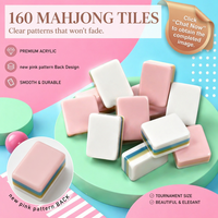 Cadeau de Noël : Mahjong américain rouge festif, tuiles en acrylique gravées sur mesure à 4 couches avec 160 cartes, jeu de luxe pour adultes