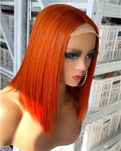 Mayqueen Nhà Máy Sản Xuất Tóc Giả Bán Buôn Chưa Qua Chế Biến Orange Bob Thẳng Và Tự Nhiên Xoăn 100% Tóc Người Ren Phía Trước Tóc Giả Với <span class=keywords><strong>Bang</strong></span> - Product Image 3