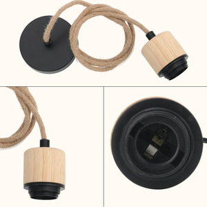 Support de lampe suspendue en bois massif E27 avec vis, cordon réglable, accessoires pour luminaire suspendu DIY - Product Image 3