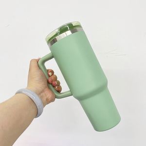 Blank Sublimation Macaroon White 40oz Vacuum Insulated Leak Spill Proof Tumbler <b>Cups</b> Mug with Removable Flip Straw Lid - Product Image 4