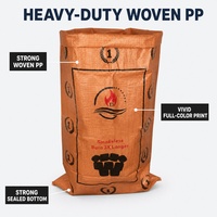 Sac tissé en PP robuste en polypropylène pour emballage de charbon de bois, imprimé sur mesure pour briquettes, vente en gros