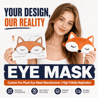 Masque de sommeil en peluche renard fantaisie personnalisé OEM ODM, masque pour les yeux orange en gros pour le voyage, cadeau de sommeil, vente en gros du fabricant