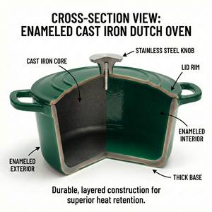 Ensemble de 4 casseroles en fonte émaillée verte E-Top, ustensiles de cuisine, <span class=keywords><strong>cocottes</strong></span> en fonte - Product Image 2