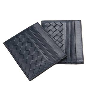 <span class=keywords><strong>Portefeuille</strong></span> fin de luxe pour femme en cuir véritable, porte-cartes en peau d'agneau tressée, porte-cartes de mode pour femme - Product Image 3