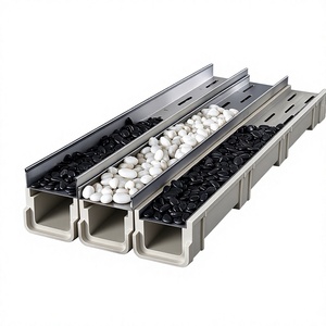 Canaletas de drenaje paisajístico de tamaños personalizables con cubiertas de piedras, canales en forma de U de resina, adecuadas para el drenaje de caminos de jardín. - Product Image 1