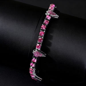 Pulsera de Cadena Geométrica Morada de Diseño Personalizado Único, Estilo Hiphop, Aleación, Pulseras para Hombre, Joyería de Moda - Product Image 3