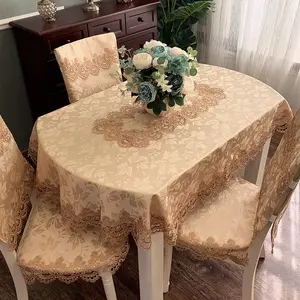 Customized European Style oval shape table cloth Round Polyester Banquet Wedding Hotel Table Cloth