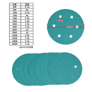 Papel de lija de poliéster hecho a medida, disco de 9 pulgadas con 6 agujeros, con reverso adhesivo y flocado para lijado de paredes - Product Image 2