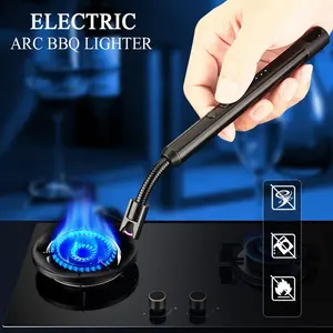 Arc Windproof Flameless USB Rechargeable Electric Lighter With Safe Button For Home Kitchen Electronic Candle BBQ