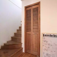 Porte pliante intérieure en bois massif de qualité supérieure, 4 panneaux, à persiennes réglables, avec quincaillerie robuste pour chambre à coucher
