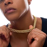 Collier et bracelet hip-hop polyvalents personnalisés pour hommes, bijoux chaîne cubaine punk diamantée de style européen et américain