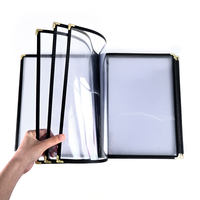 Harga pabrik 6 halaman 12 tampilan transparan PVC PU kulit tepi Restoran Menu penutup 8.5x11 inci buku Menu ukuran A4