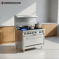 Cuisinière à gaz commerciale de luxe en acier inoxydable, 6 brûleurs, haute puissance 210 000 BTU, design nord-américain, certifiée ETL, garantie 1 an
