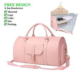 편리한 접이식 여성 PU 가죽 비행기 출장 및 여행 더플 백을위한 의류 가방 휴대 - Product Image 1