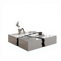 Table basse en marbre italien haut de gamme, luxueuse et minimaliste, carrée, extrêmement élégante et luxueuse, table basse en pierre