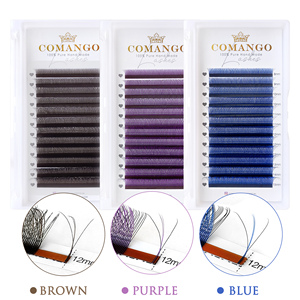 CoMango 3D W Cils en éventail bleus/violets à trois brins, volume C D, faux cils - Product Image 5