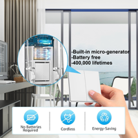 Interrupteur mural sans fil personnalisable, kit d'interrupteur cinétique sans fil 2 gangs auto-alimenté 433 MHz RF, sans batterie, sans câblage, 240 V