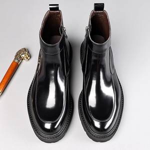 Chaussures habillées formelles pour hommes, style rétro britannique, en cuir brocart gravé, à bout carré, respirantes, grandes tailles, noires, pour mariage - Product Image 3