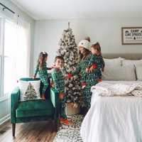 Ventes en gros de pyjamas de Noël personnalisés pour couples, enfants, femmes, en bambou, pyjamas de Noël assortis pour la famille, vêtements de nuit