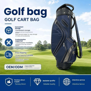 Sac de <span class=keywords><strong>golf</strong></span> portable ALINS en cuir véritable style denim bleu clair, imperméable, avec support métallique et multiples poches zippées - Product Image 2