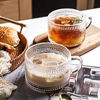 Tasses à café vintage 14oz conteneurs d'avoine de nuit tasses à café en verre cadeau pour Cappuccino Latte café Bar accessoires petit déjeuner