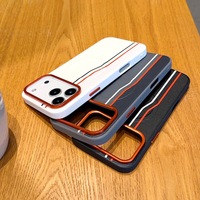 Coque de luxe texturée magnétique pour iPhone 17 Pro avec design à rayures contrastées, compatible iPhone 16 Pro, coque de protection