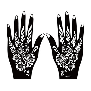 Pochoir de tatouage temporaire en PET LA-025, motif floral, pour henné, pour la main et le corps - Product Image 4