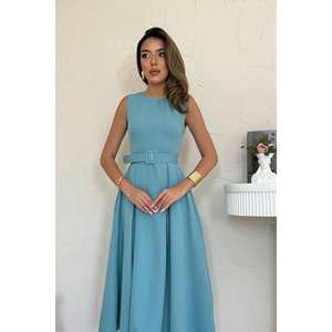 ชุดราตรีผ้าซาตินทรงเอไลน์คอ halter สีมิ้นท์สุดหรู ช่วงเอวทรงธรรมชาติ - Product Image 3