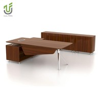 Bureau de direction modulaire en forme de L IULTRA moderne, facile à assembler, blanc et chêne, mobilier de bureau à domicile avec rangement