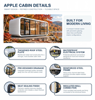 Villa préfabriquée extensible Apple Cabin à installation rapide pour Noël, avec cuisine, salle de bain et plan de sol flexible à deux pièces