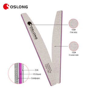 Zebra Durable Nail <strong>File</strong> Grey Sandpaper <strong>Pads</strong> 100/180/240 Grit Half-moon Shape Nail <strong>File</strong> - Product Image 3